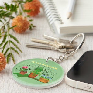 Funny Potted Flowers Plant Manager Personalized Keychain