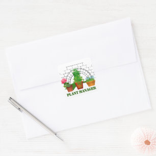 Funny Potted Flowers Plant Manager Personalized St Square Sticker