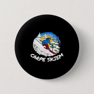 Funny powder skiing carpe skiem 2 inch round button