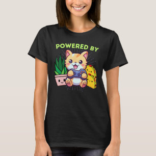 Funny Powered By Cats Plants & Tacos Gaming T-Shirt