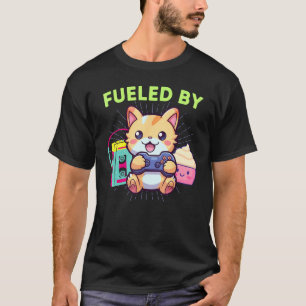 Funny Powered By Gamer Cat Cupcakes & The 80s T-Shirt