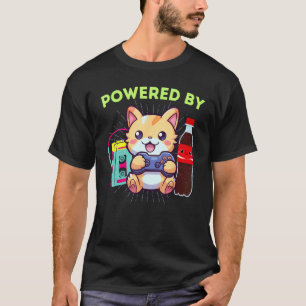Funny Powered By Gamer Cat Soda Pop & The 80s T-Shirt