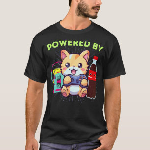 Funny Powered By Gamer Cat Soda Pop & The 80s T-Shirt