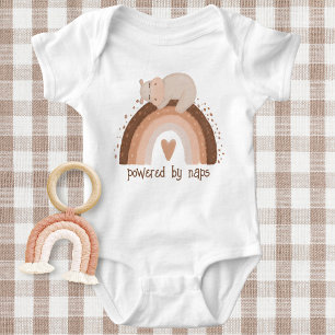 Funny Powered by Naps Sleeping Hippo  Baby Bodysuit