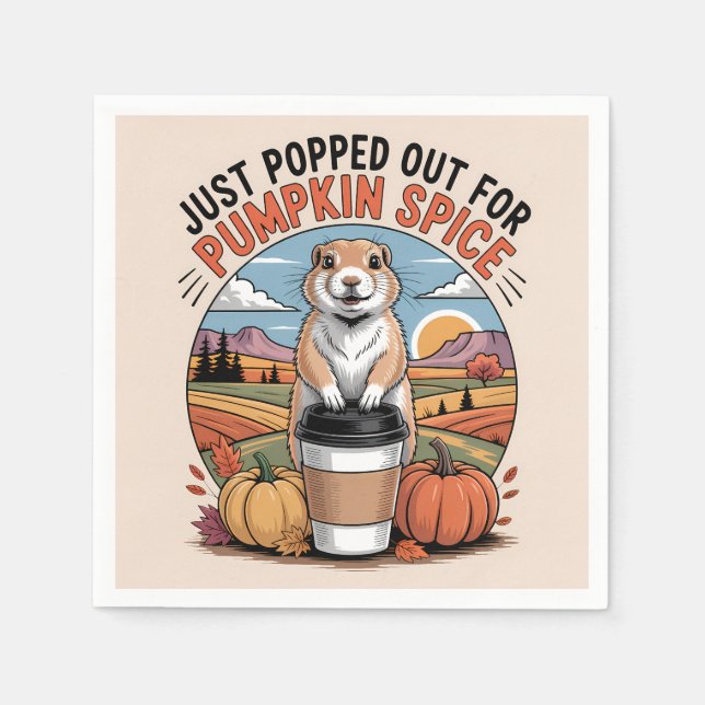 Funny Prairie Dog Fall Pumpkin Spice Humour Napkin (Front)