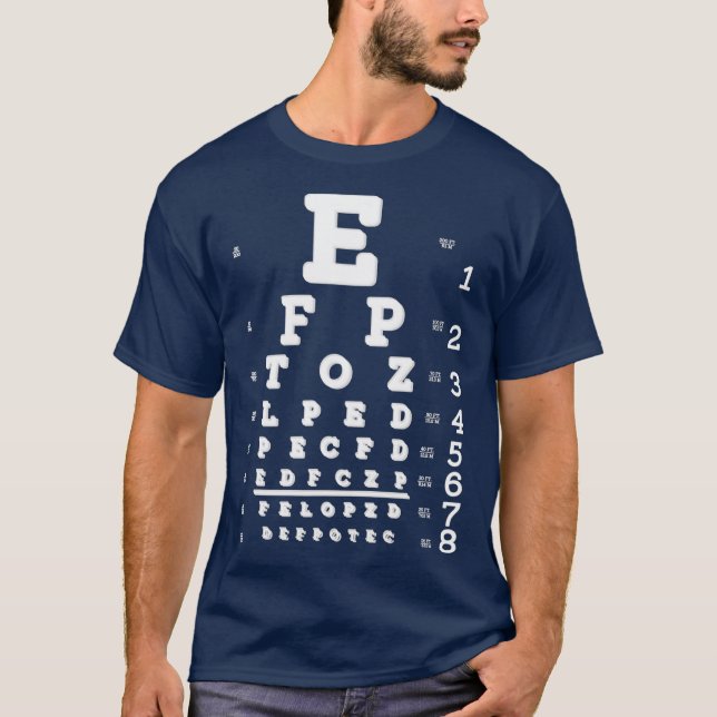 Funny Prank Blurry Eye Chart Exam T-Shirt (Front)