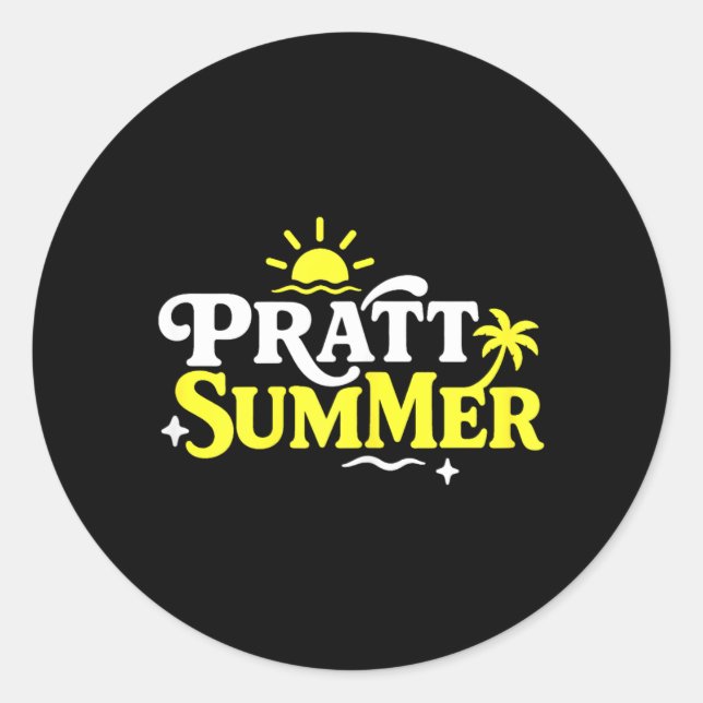 Funny Pratt Summer Graphic Design Classic Round Sticker (Front)