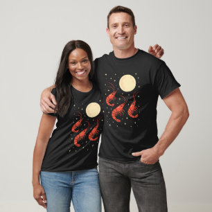 Funny Prawn Howling at the Moon Shrimp Lovers T-Shirt