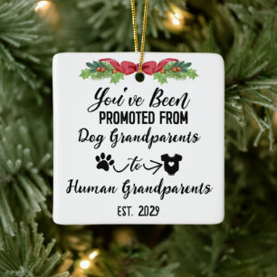 Funny Pregnancy Announcement for Dog Grandparents Ceramic Ornament