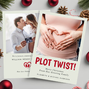 Funny Pregnancy Plot Twist Photo Christmas Holiday Card