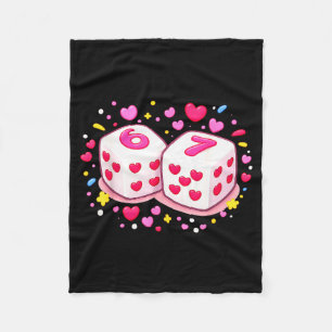Funny Preppy 67 Valentine Six Seven Dice 6 7 Men W Fleece Blanket