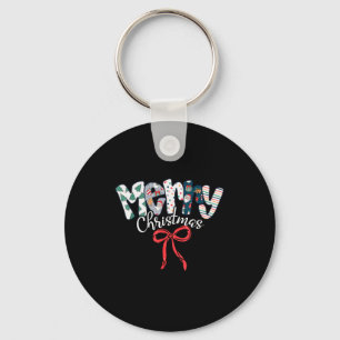 Funny Preppy Merry Christmas Santa Coquette Bow Gi Keychain
