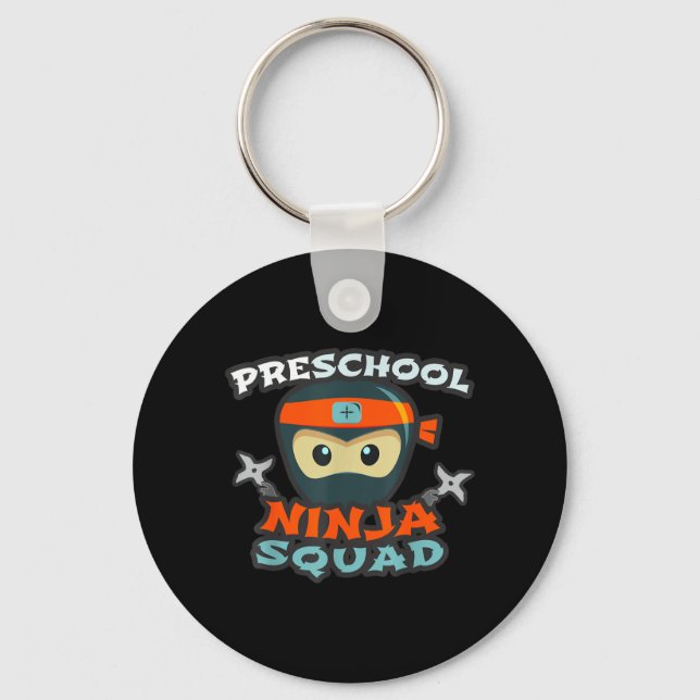 Funny PRESCHOOL NINJA SQUAD Back to School First Keychain (Front)