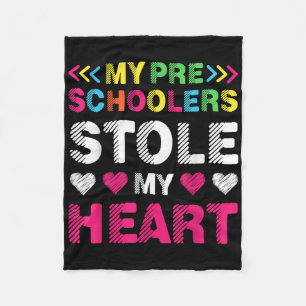 Funny Preschoolers Stole My Heart Kid Back To Scho Fleece Blanket