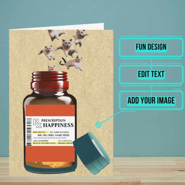 Funny Prescription Bottle of Cats Birthday Card (This is truly a unique and funny card that will warm the hearts of your loved ones. )