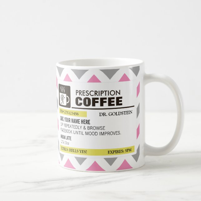 Funny Prescription Coffee Mug  with Monogram (Right)