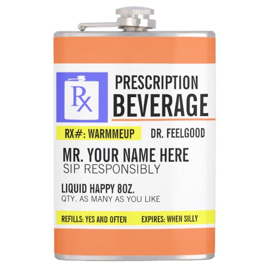 Funny Prescription Label 8 oz. Beverage Flask Zazzle.ca