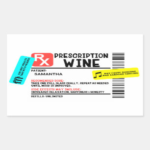 Funny Prescription Wine Warning Label Personalized