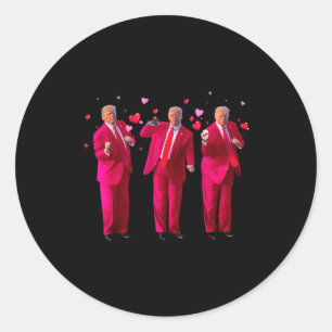Funny President Trump Dancing Donald Trump Heart V Classic Round Sticker