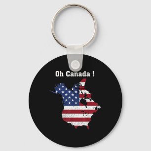 Funny President Trump Saying Oh Canada Map America Keychain