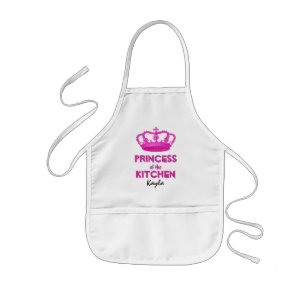 Funny Princess of the Kitchen Crown Custom Name 4 Kids Apron