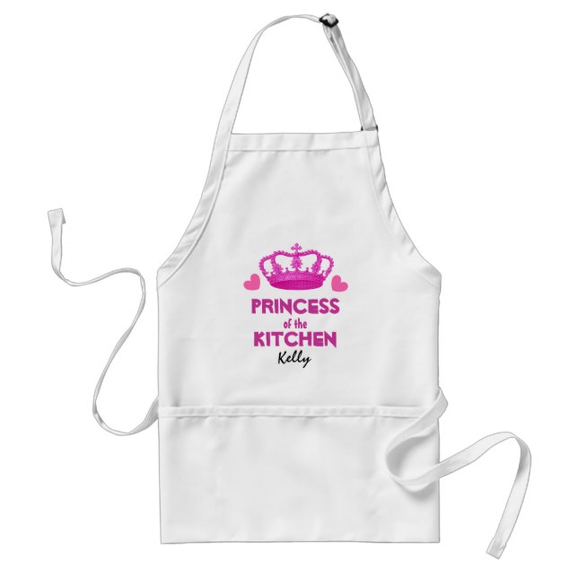 Funny Princess of the Kitchen Crown Custom Name A8 Standard Apron (Front)