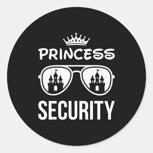 Funny Princess Security Design Castle Sungles Fami Classic Round Sticker (Front)