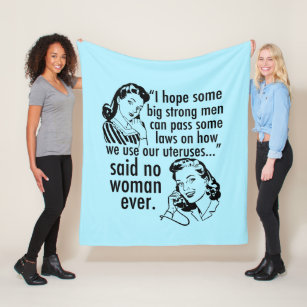 Funny Pro Choice Retro Feminist Political Cartoon Fleece Blanket