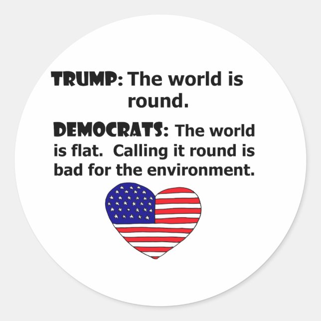 Funny Pro Trump Versus Democrats Political Classic Round Sticker (Front)
