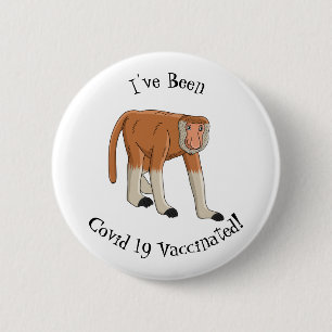 Funny proboscis monkey cartoon illustration 2 inch round button