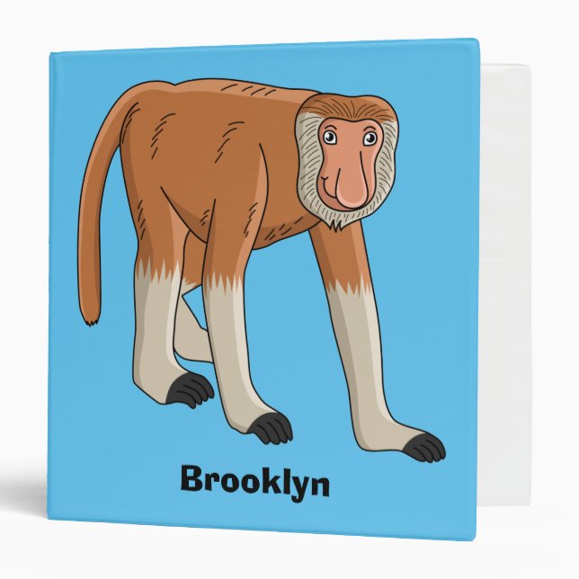 Funny proboscis monkey cartoon illustration binder (Front/Inside)