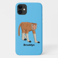 Funny proboscis monkey cartoon illustration