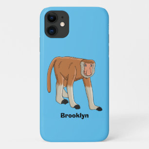 Funny proboscis monkey cartoon illustration iPhone 11 case