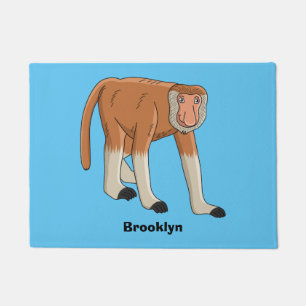 Funny proboscis monkey cartoon illustration doormat