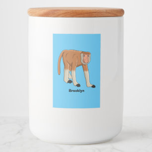 Funny proboscis monkey cartoon illustration food label