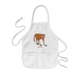 Funny proboscis monkey cartoon illustration kids apron