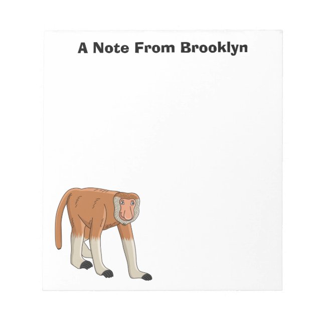 Funny proboscis monkey cartoon illustration notepad (Front)
