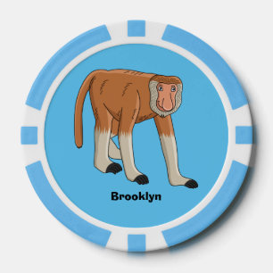 Funny proboscis monkey cartoon illustration poker chips