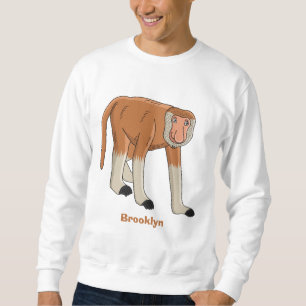Funny proboscis monkey cartoon illustration  sweatshirt