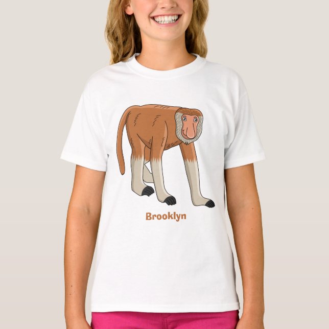 Funny proboscis monkey cartoon illustration T-Shirt (Front)