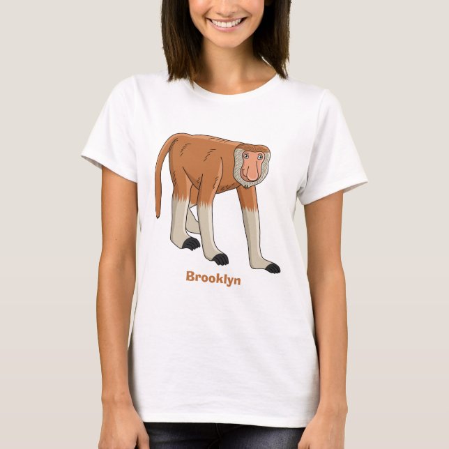 Funny proboscis monkey cartoon illustration T-Shirt (Front)