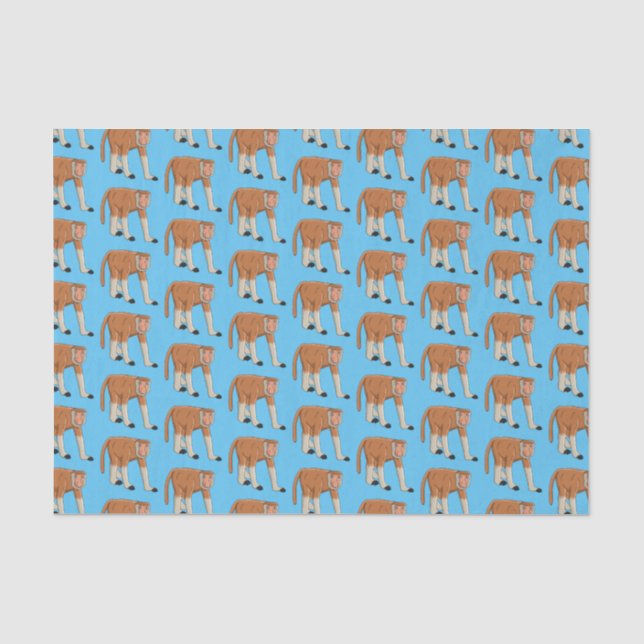 Funny proboscis monkey cartoon illustration tissue paper (Front)