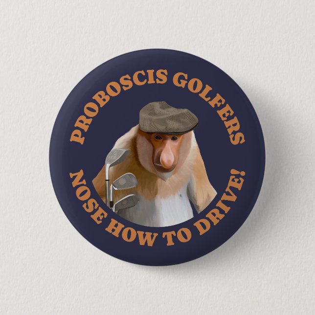 Funny Proboscis Monkey Golf Lovers  2 Inch Round Button (Front)