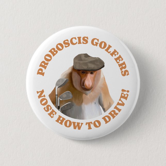 Funny Proboscis Monkey Golf Lovers  2 Inch Round Button (Front)