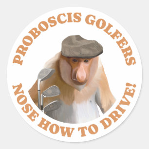 Funny Proboscis Monkey Golf Lovers Classic Round Sticker