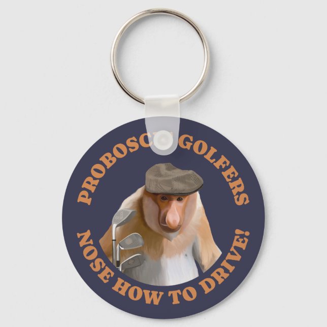 Funny Proboscis Monkey Golf Lovers  Keychain (Front)