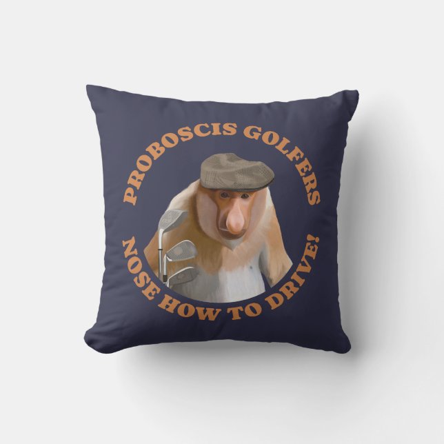 Funny Proboscis Monkey Golf Lovers  Throw Pillow (Front)