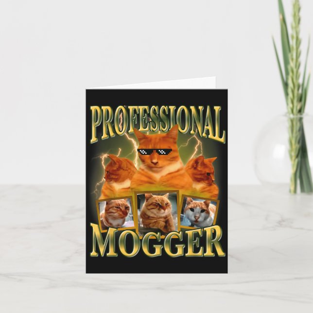 Funny Professional Mogger Cat Meme Mewing Looksmax Card (Front)