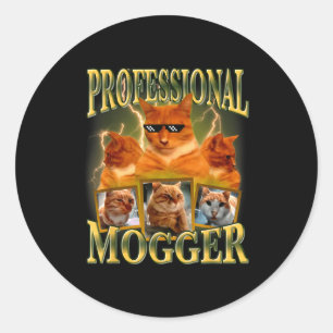 Funny Professional Mogger Cat Meme Mewing Looksmax Classic Round Sticker