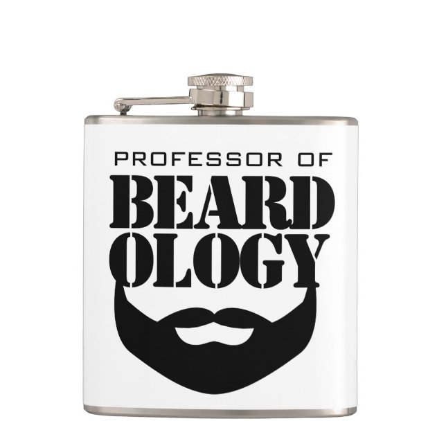 Funny Professor of Beardology Hip Flask (Front)